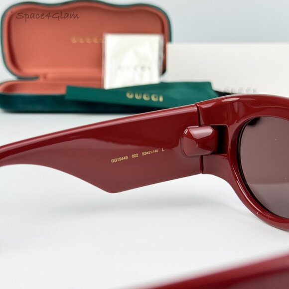 Gucci Women Sunglasses Burgundy Brown Oval GG1544S 002 BRAND NEW